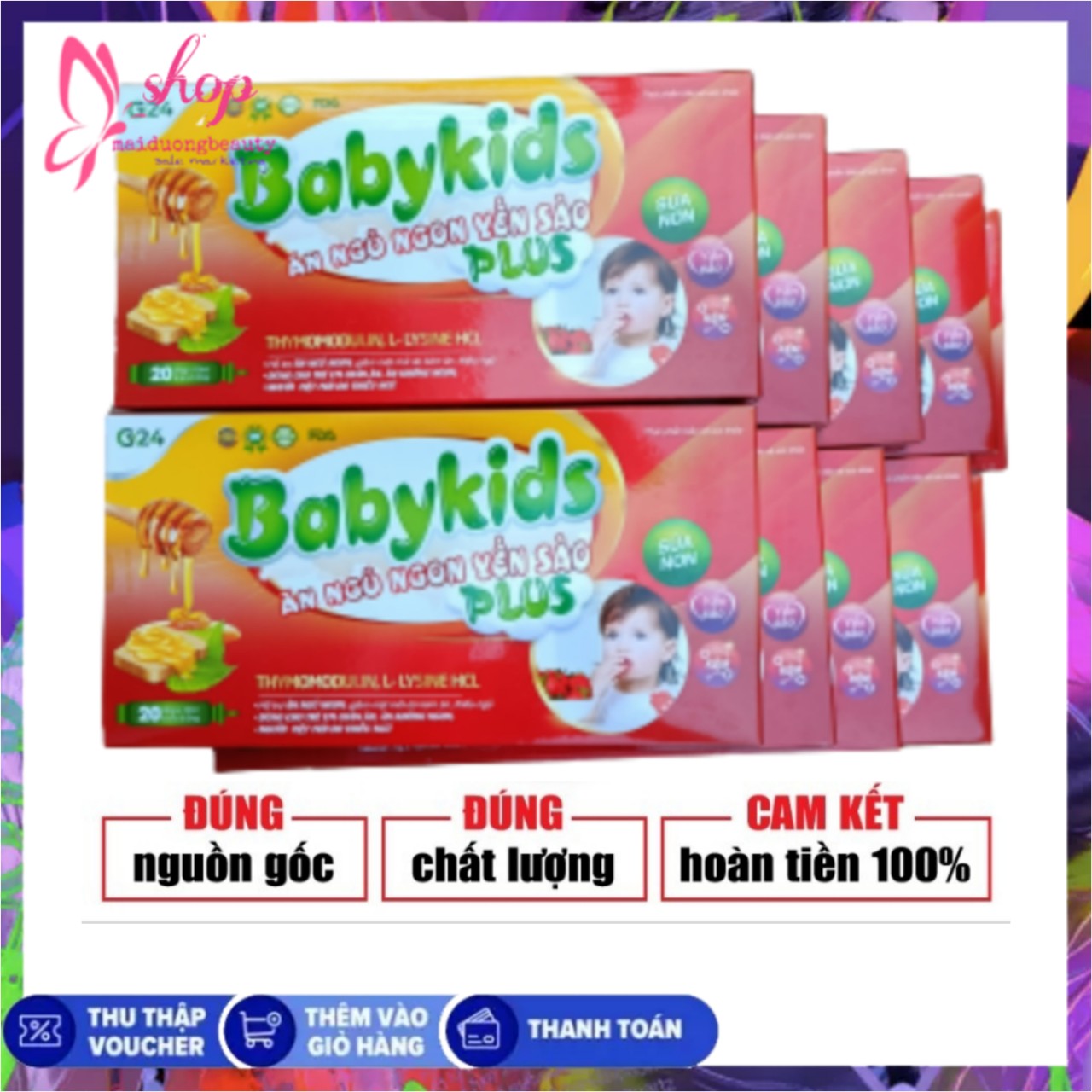 Combo 20 hộp Babykids plus ăn ngủ ngon yến sào, sản phẩm giúp bổ sung dinh dưỡng,các loại vitamin, tăng cường sức đề kháng cho bé