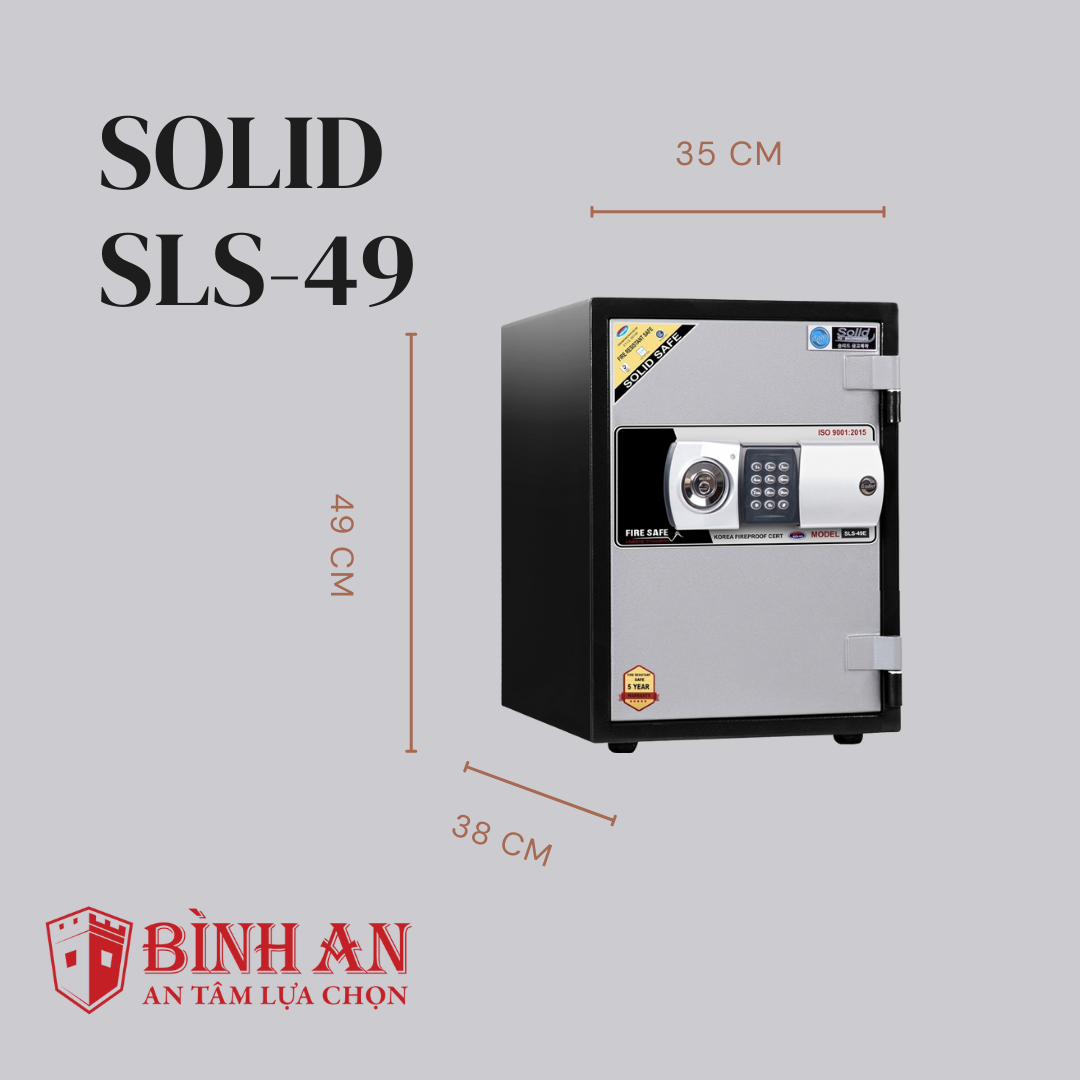 Két Sắt Solid SLS-49 (55kg) Chống Cháy 1000 độ C Hàn Quốc
