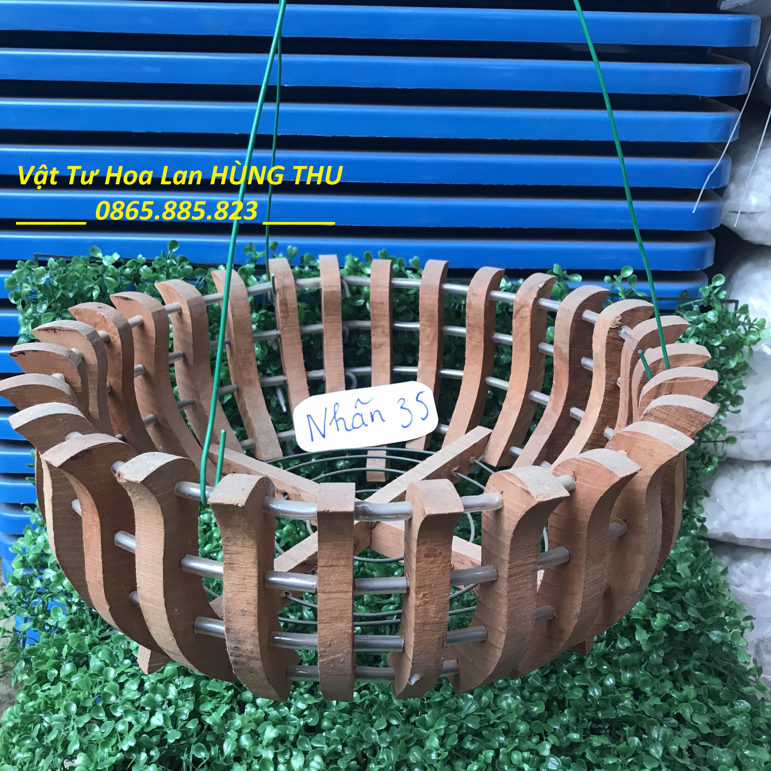 [FreeShip MAX] Chậu gỗ nhãn sen fi 35