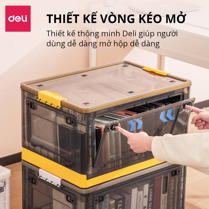 Hộp Đựng Đồ Cỡ Lớn Deli Có Nắp Đậy, Bánh Xe Cao Cấp Nhiều Kích Cỡ 28L/ 55L/ 86L Có Thể Tháo Lắp Tiết Kiệm Không Gian - VS484 - Hình ảnh 5