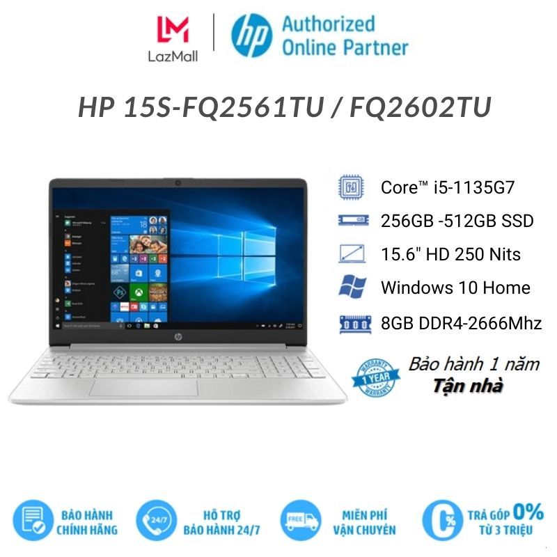 Laptop HP 15s-fq2561TU/ fq2602TU (Core i5-1135G7 I 8GB DDR4 I 256GB - 512GB SSD I Intel Iris Xe I 15.6 HD I Win10)
