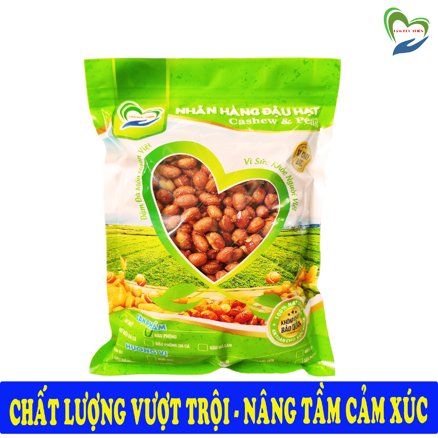 1Kg Đậu Phộng Rang Muối 2 Túi ZIP Tâm Đức Thiện Đồ ăn vặt ngon rẻ