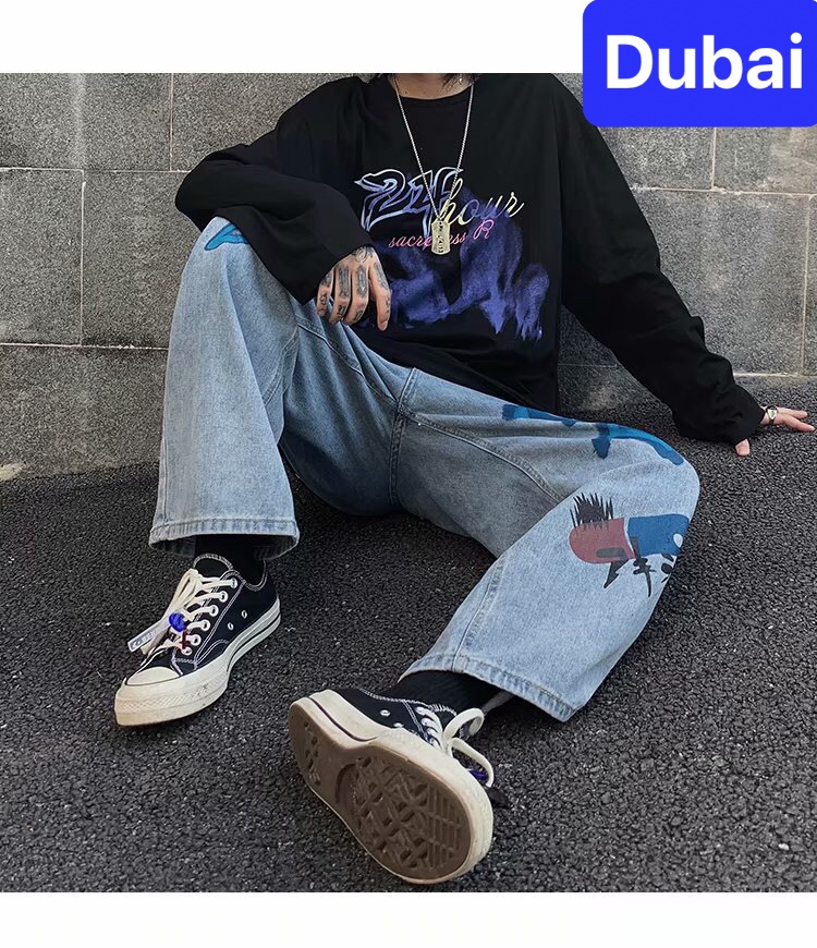 QUẦN BAGGY JEAN NAM CHẤT BÒ ỐNG SUÔNG RỘNG DÀI THÊU CHỮ HOT TREND HÈ SOÁI KA HOT TREND DB-43 - DUBAI FASHION