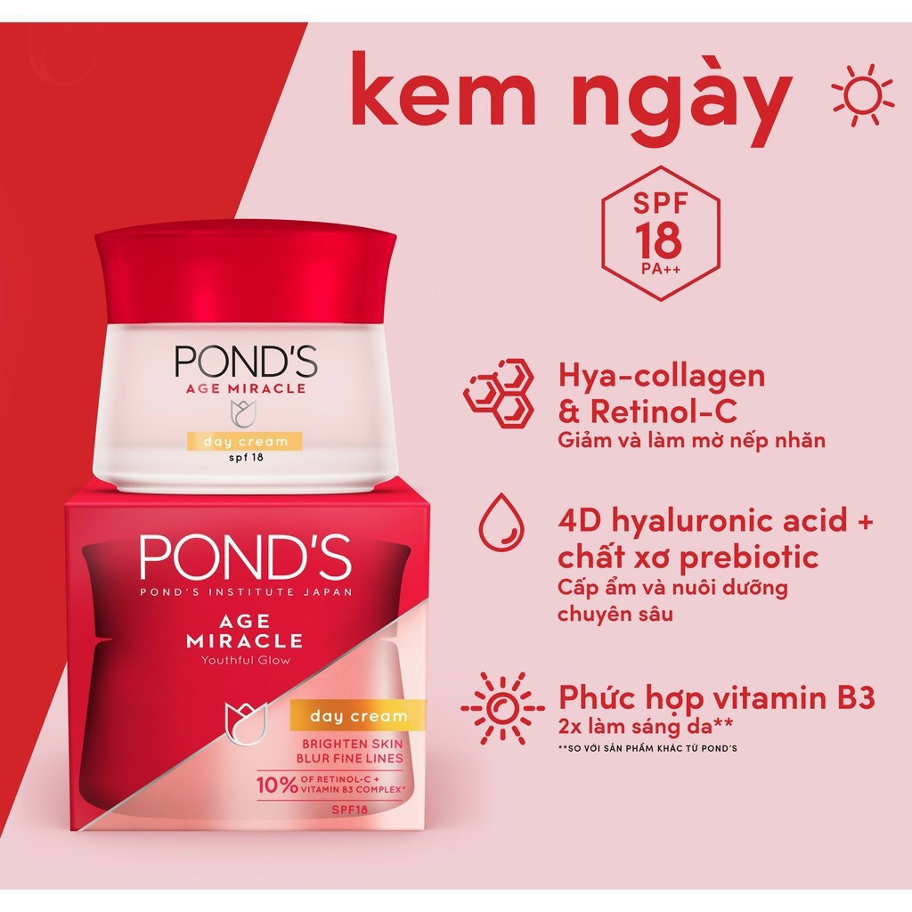 Kem chống lão hóa ngày Pond’s Age Miracle Wrinkle Corrector SPF18 PA++ 50G chính hãng