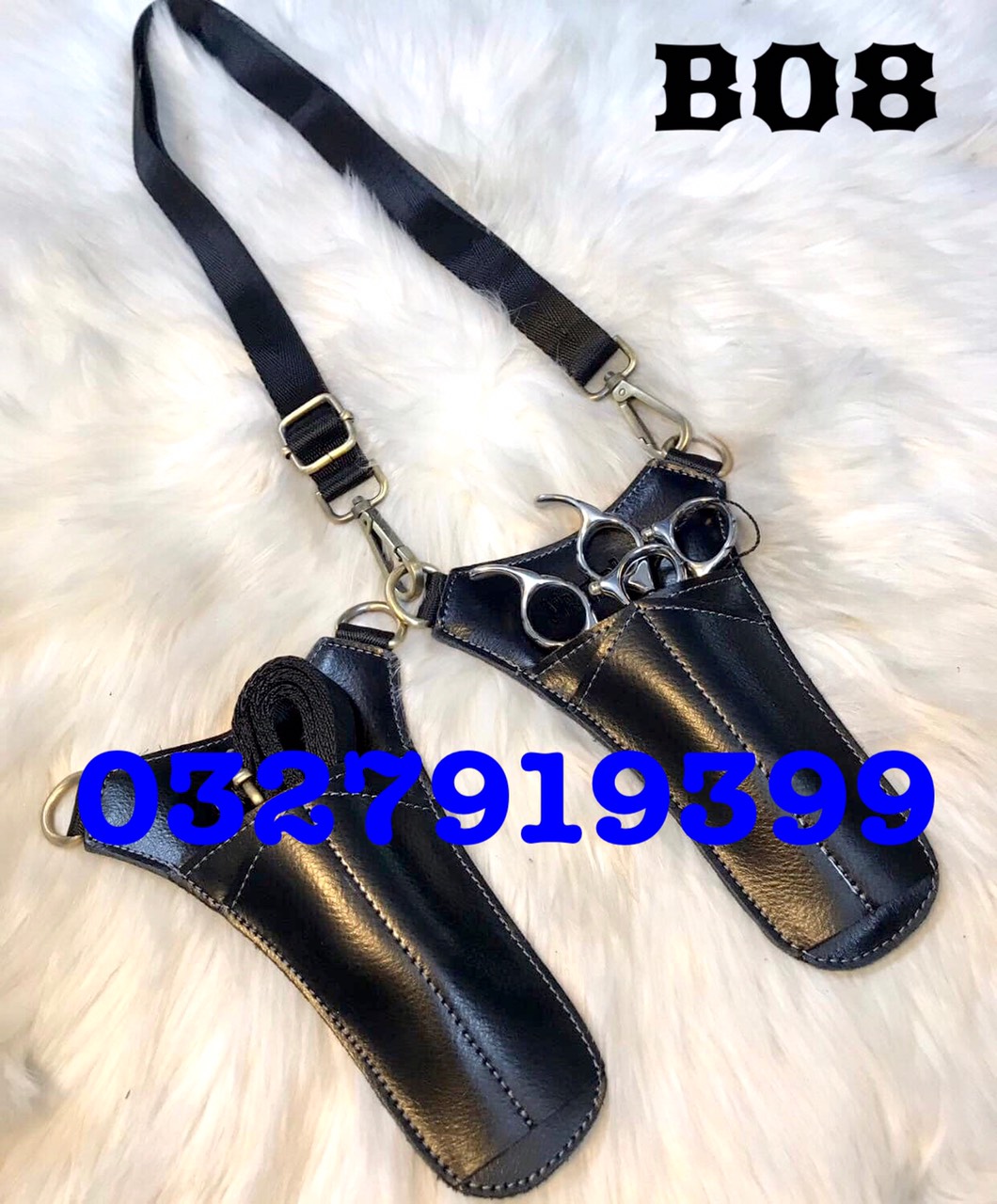 Bao da đựng kéo , bóp đeo đựng kéo cắt tóc B08