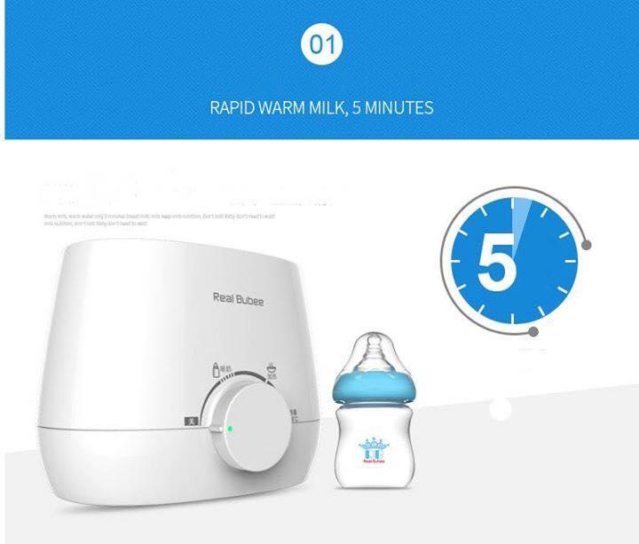 Máy hâm sữa đôi, tiệt trùng bình sữa đa chức năng Real bubee 3 in 1