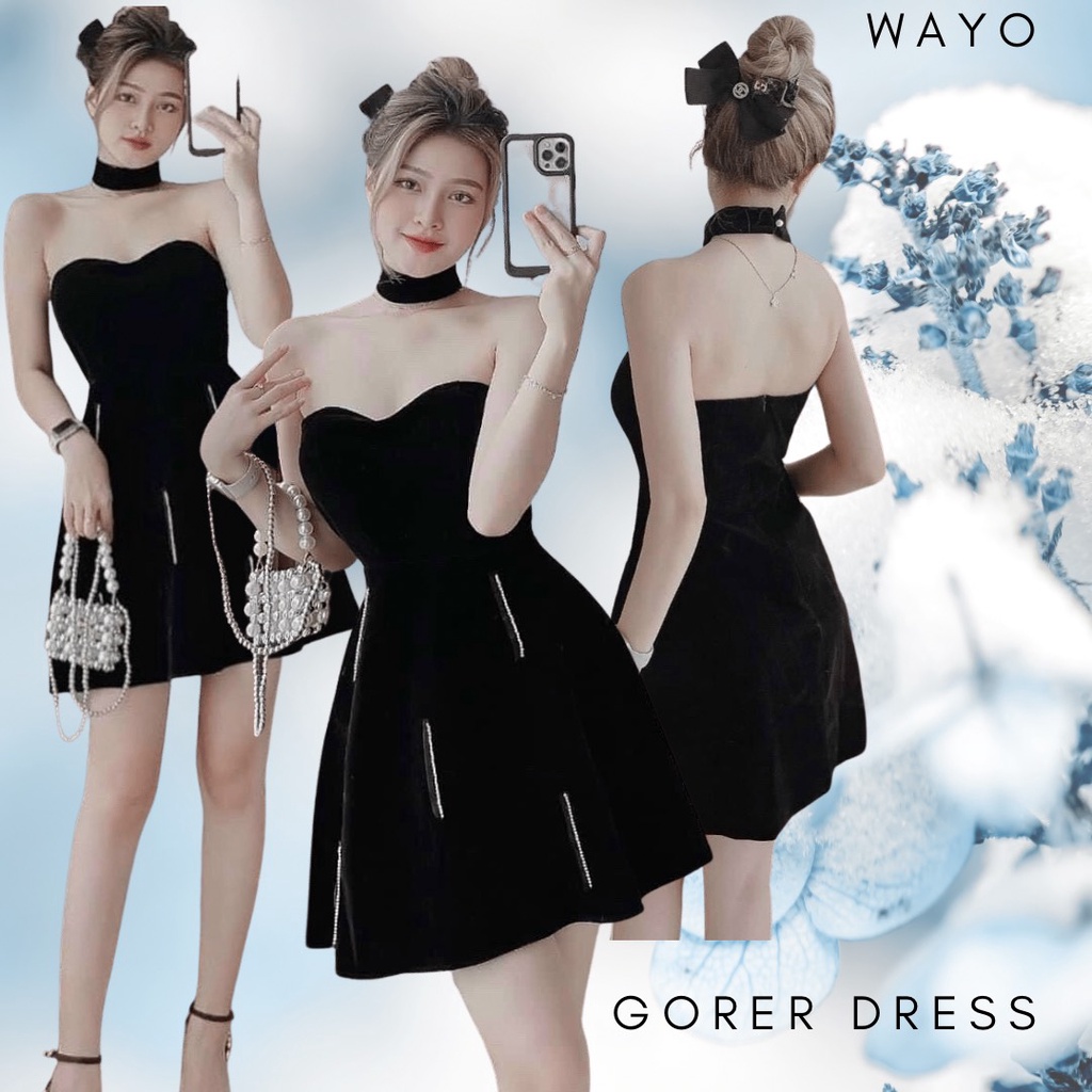 [Gorer Dress] Đầm WAYO nhung cúp ngực jocker cổ sang trọng