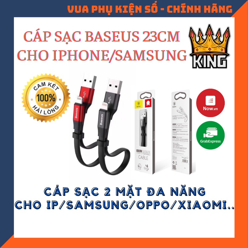 Cáp Sạc iPhone Baseus 23cm ✓Siêu Tiện Lợi ✓ 2 Trong 1 cho iPhone iPad Android