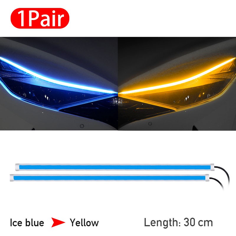 Universal Car Headlight Daytime Running Light Auto Flow Turn Signal Lamp White Ice Blue Yellow