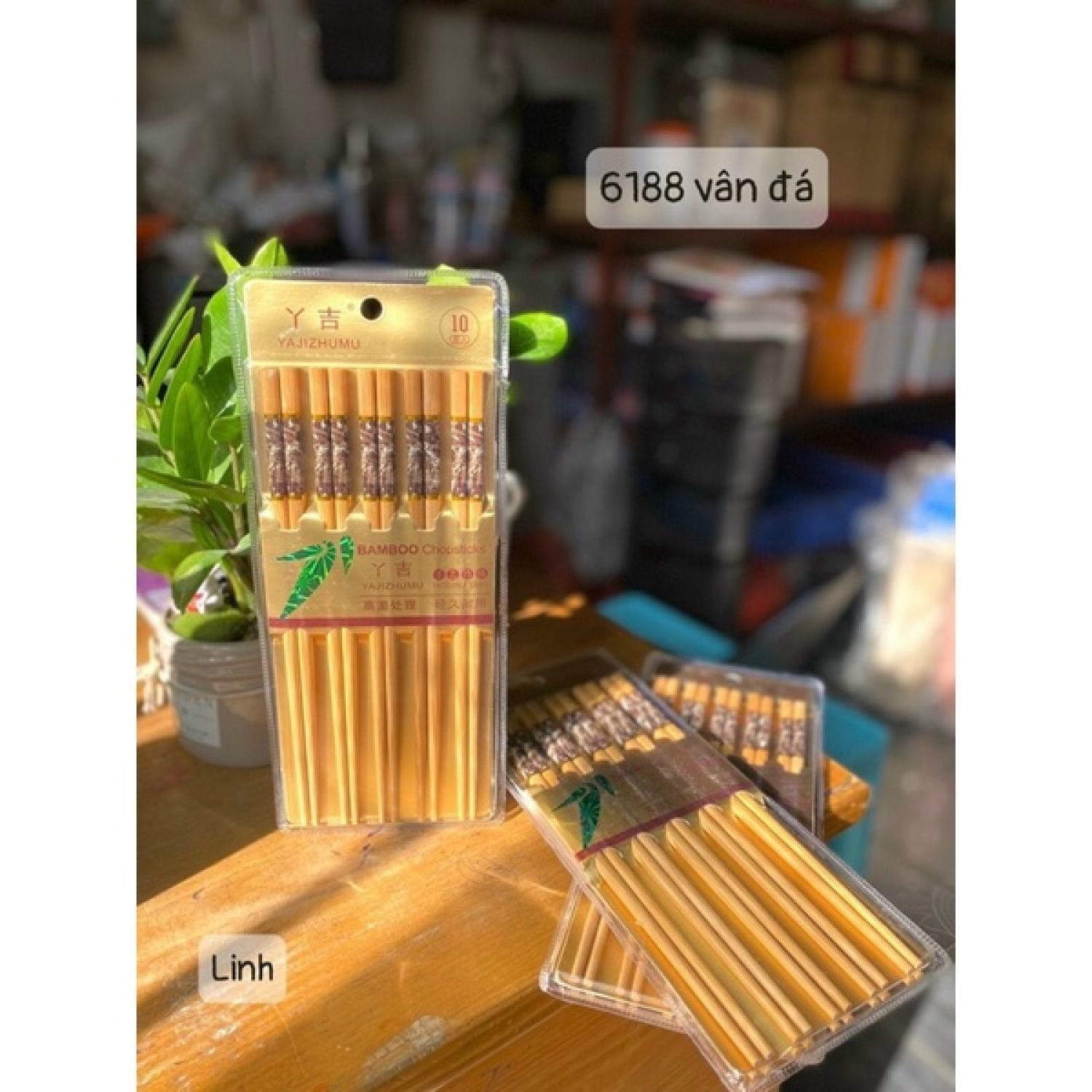 Hộp 10 đôi đũa tre vân đá hàng xuất nhật