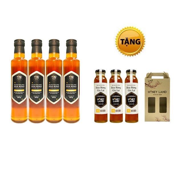 Combo 4 mật ong hoa thảo dược 380gr +tặng 3 chai gia lai 470g