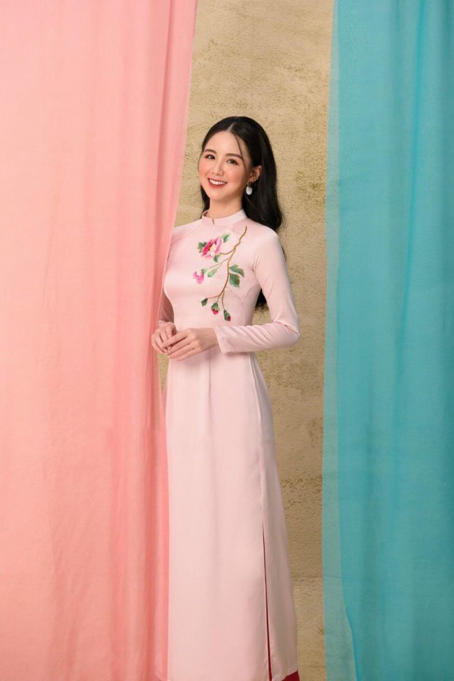 [HCM]Set áo dài họa tiết lụa tây thi