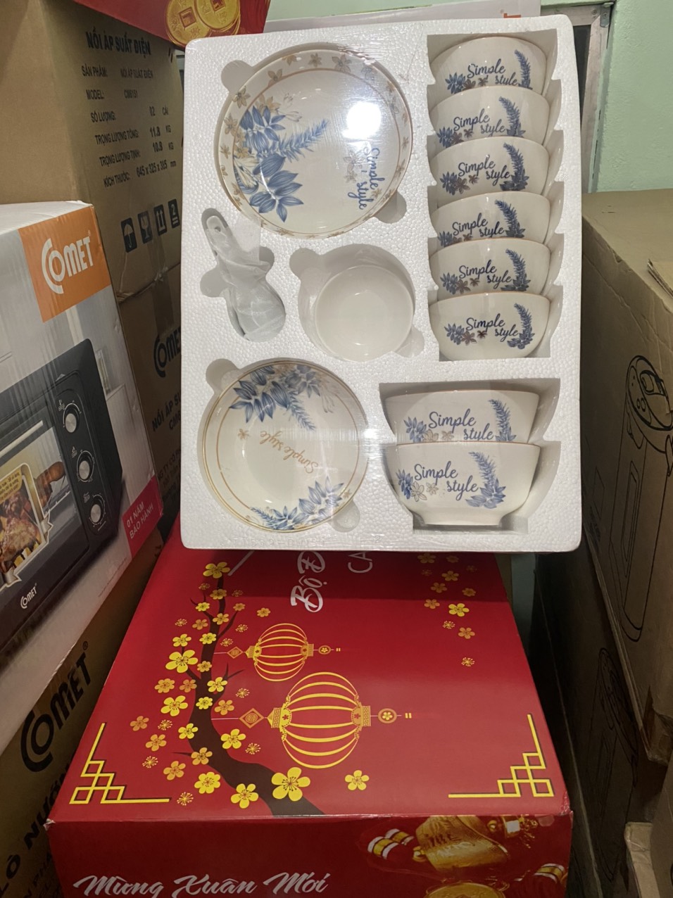BỘ QUÀ TẶNG CHÉN SỨ BÔNG CAO CẤP 17 MÓN