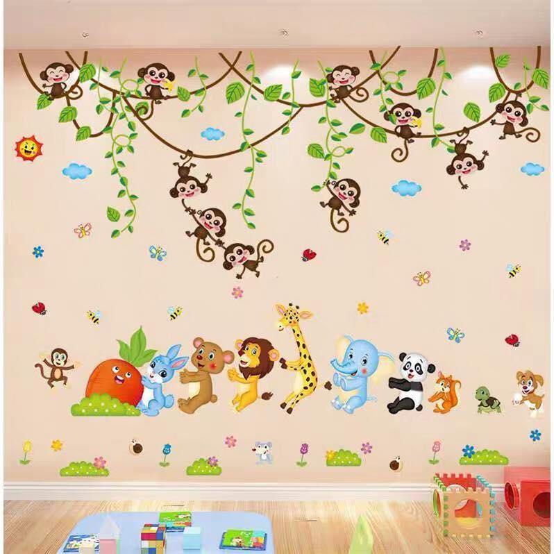 Decal dán tường đoàn kết và giàn khỉ