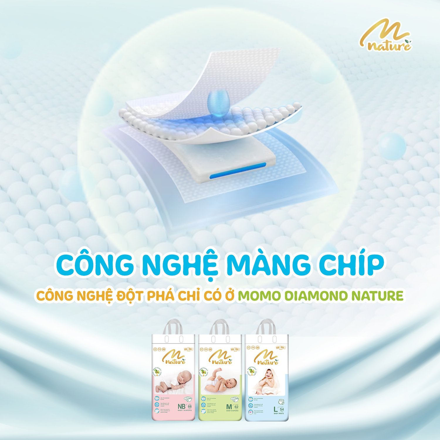 [Tặng KhănSữa]Bỉm Tã Momo Diamond NATURE Hạt Bơ Đủ Size(Thấm Hút Tốt Nhất)