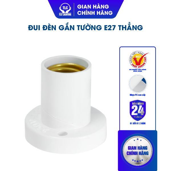 Đui Đèn Thẳng Gắn Tường TLC LIGHTING E27 220V-250V