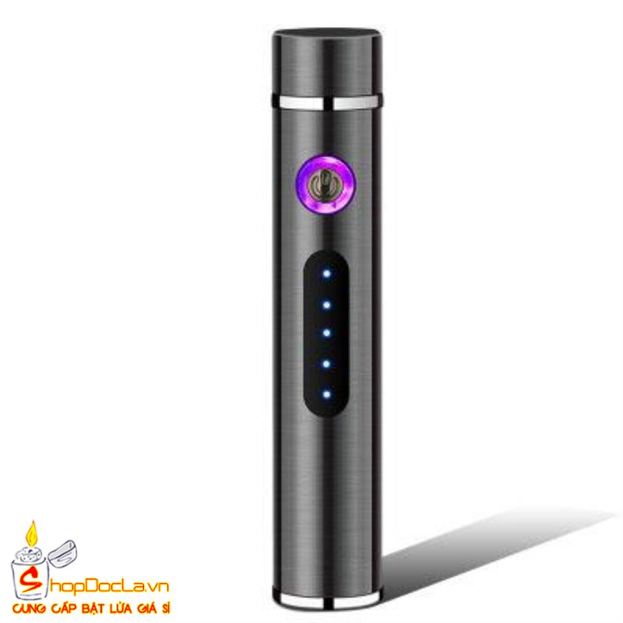 Bật lửa điện plasma 4 tia sạc USB sạc mỏng nhẹ màu đen sang trọng ( Sạc Điện)