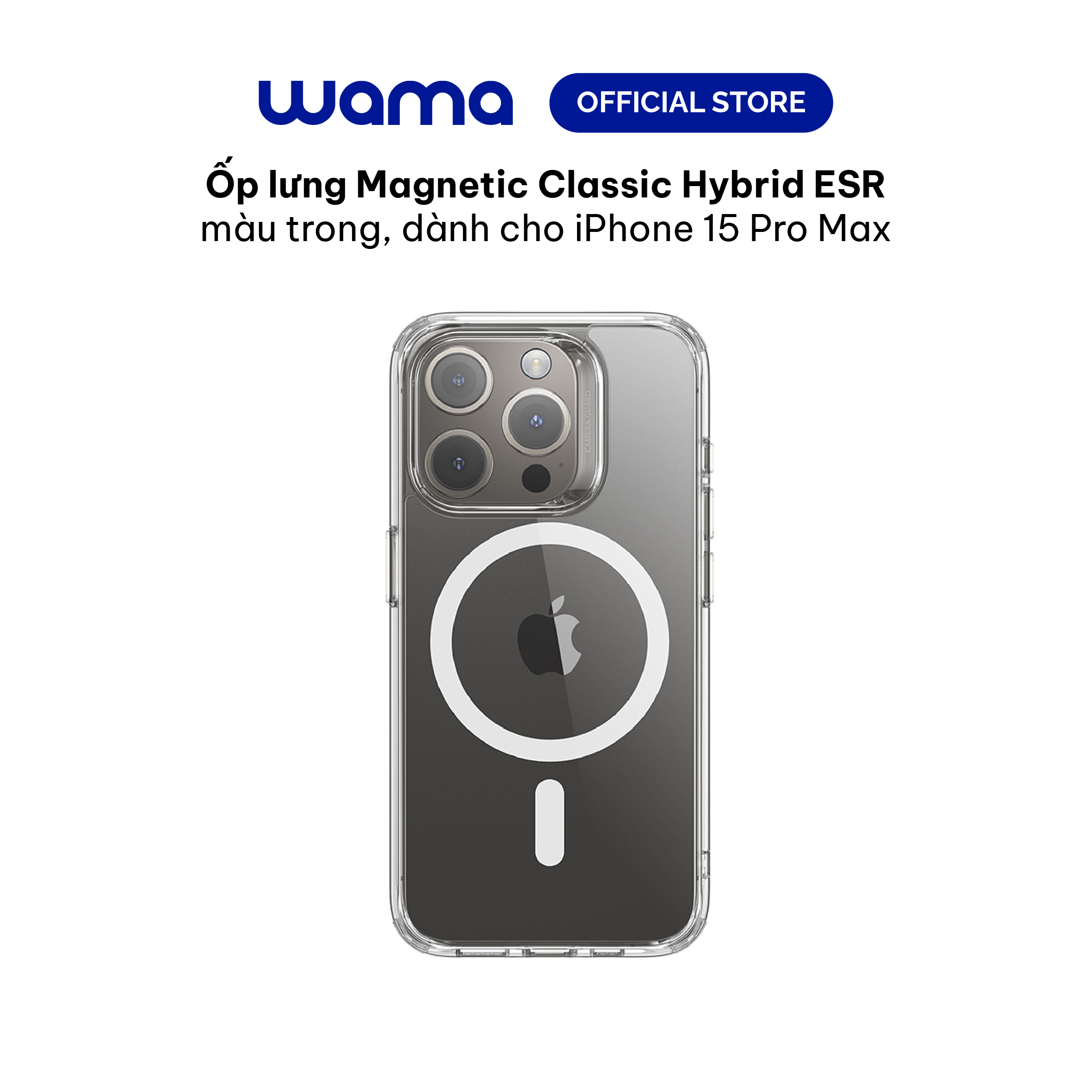 Ốp lưng ESR Magnetic Classic Hybrid màu trong dành cho iPhone 15 Pro Max