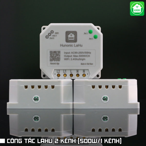 Công tắc Hunonic Lahu 2 kênh (500W/1 kênh)