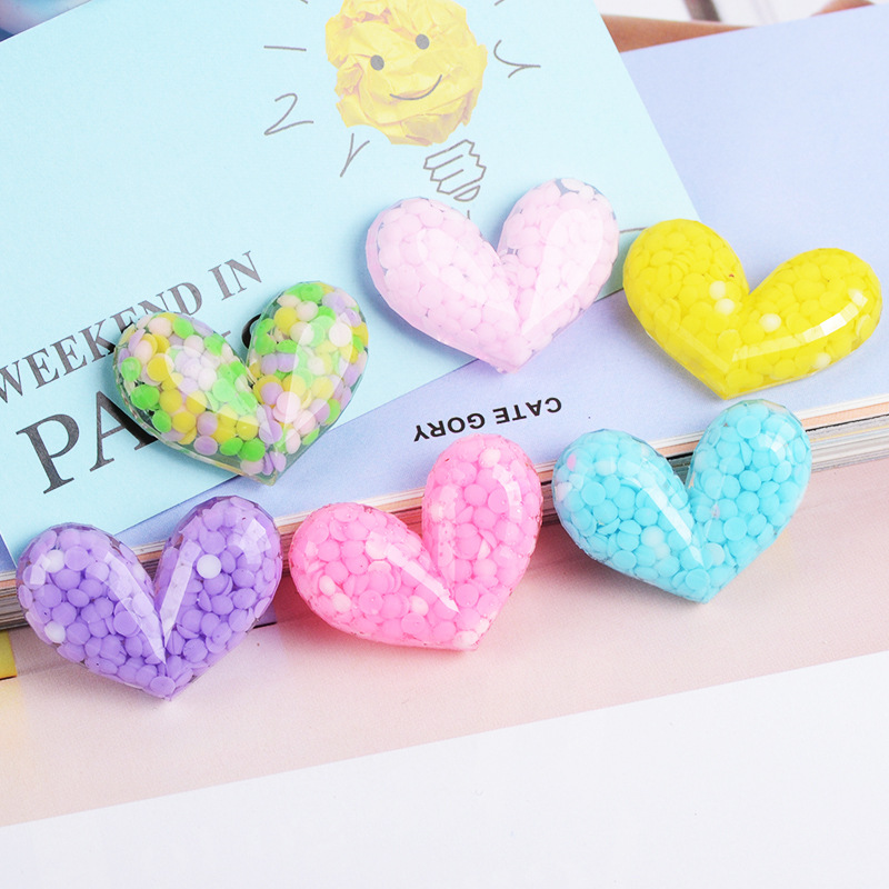 Combo 2 Charm Slime Squishy Trái tim trong suốt