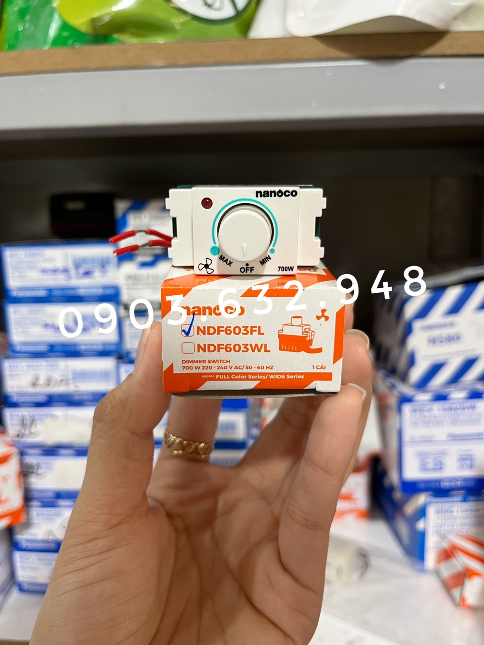 Chiết áp (dimmer) quạt, đèn Nanoco hàng chính hãng.