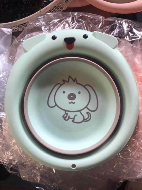 Chậu (thau) rửa mặt gấp gọn hình cún siêu cute cho bé