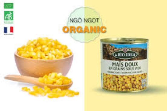 Bắp (Ngô) ngọt hữu cơ đóng hộp Bio Idea 340g