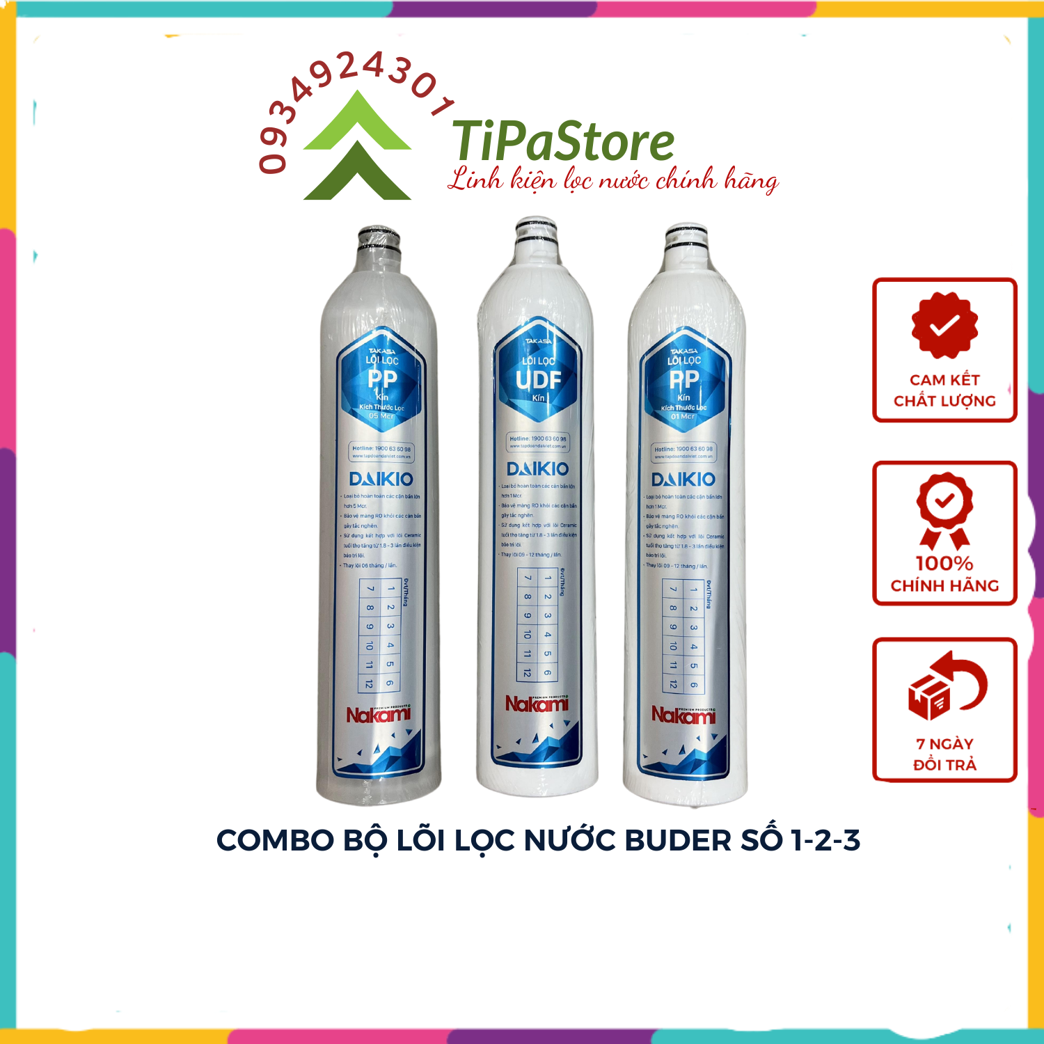 Combo lõi lọc nước buder số 1-2-3 dành cho máy lọc nước ro nhập khẩu taiwan