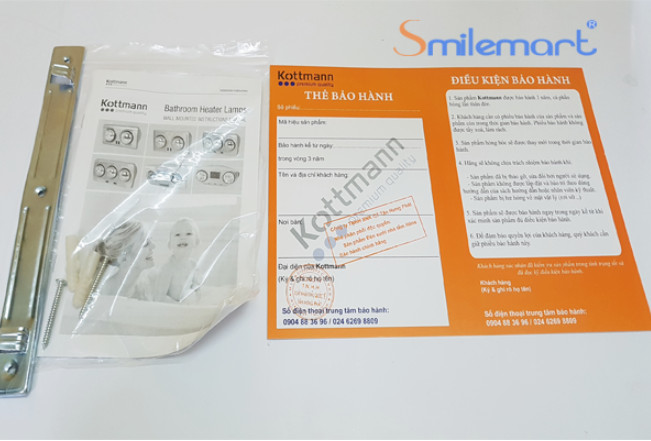 (Hỗ trợ lắp đặt) Đèn sưởi nhà tắm Kottmann K3B-H (4-6m2)
