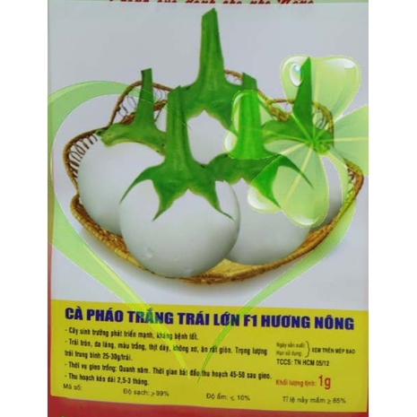 Hạt giống cà pháo trắng trái lớn - Gói 1g