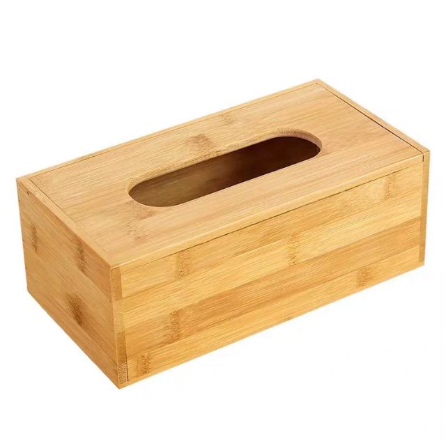 Hộp đựng giấy gỗ tre tự nhiên sang trọng bền đẹp cỡ hữ nhật lớn 8,5x12x21 cm