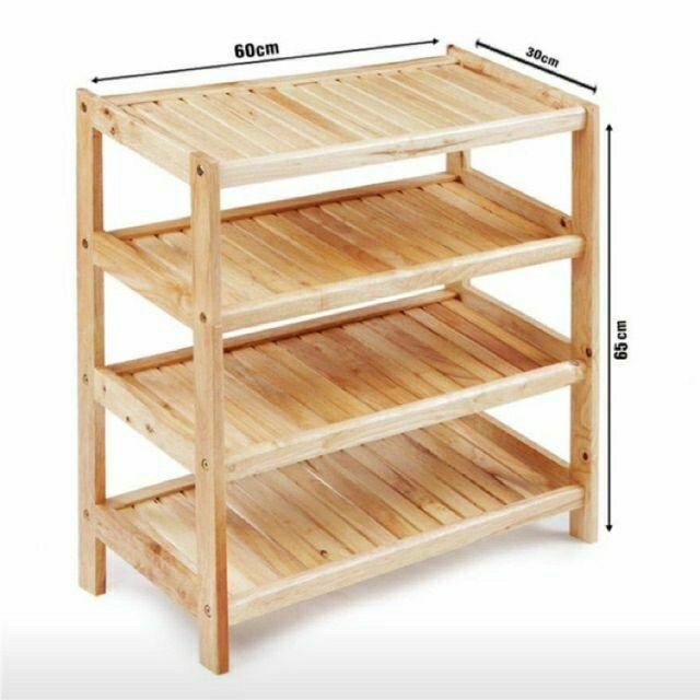 [HCM]Kệ dép gỗ 60cm - 4 tầng