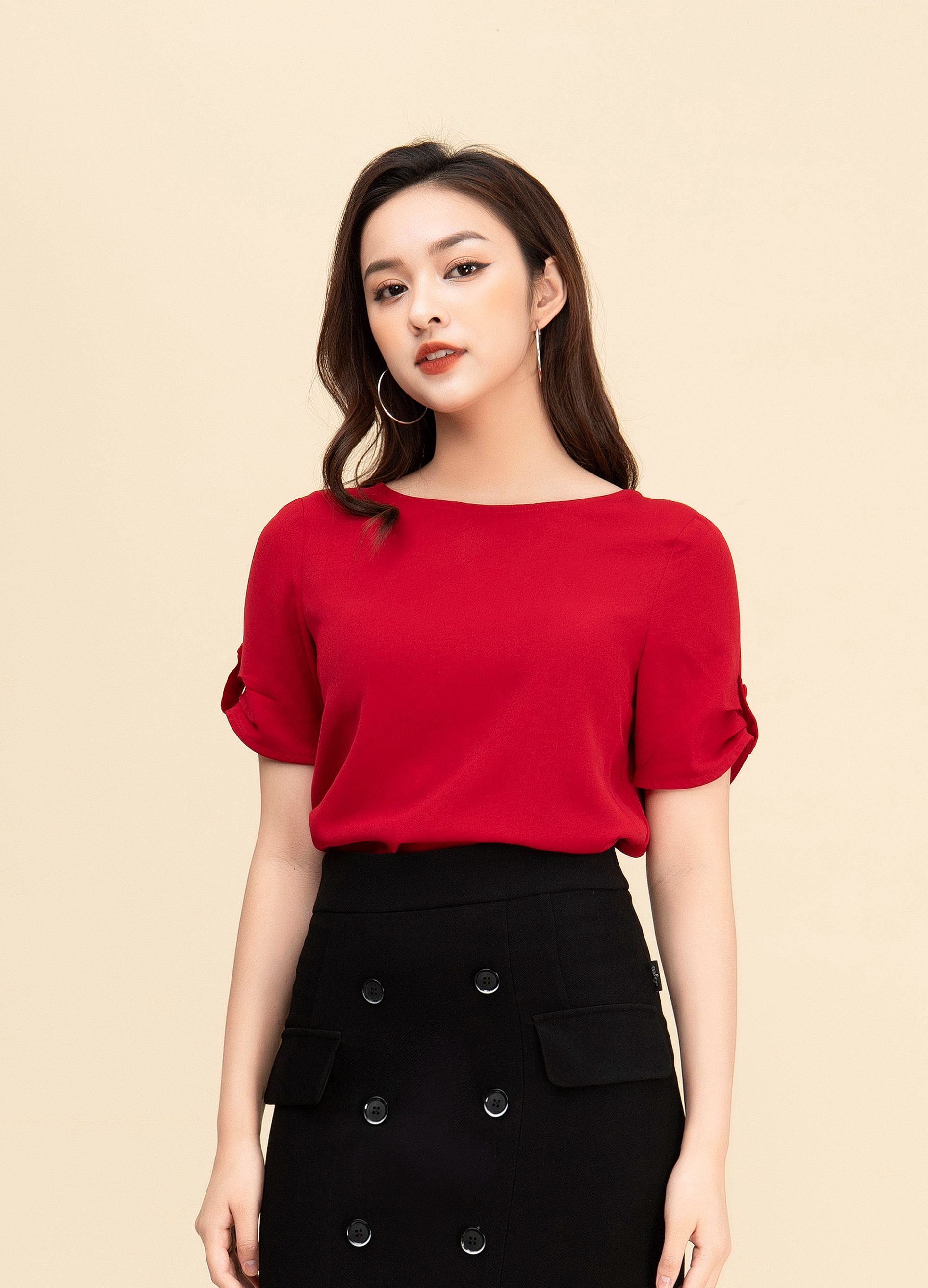 Áo sơ mi nữ luperi lfsm1119 cổ tròn tay ngắn phối kiểu màu trơn, áo sơ mi tay ngắn, áo sơ mi kiểu nữ, áo sơ mi công sở, áo sơ mi tay ngắn nữ, áo sơ mi nữ đẹp lfsm1119