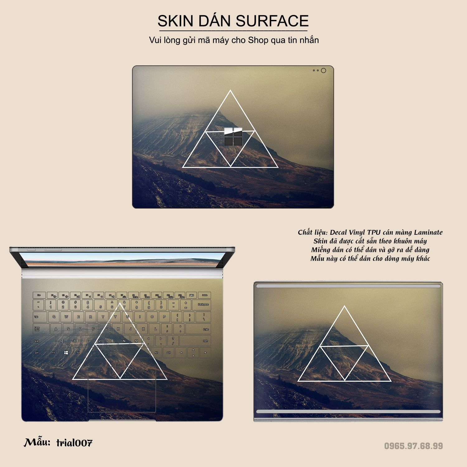 Decal skin dán surface pro / laptop / go / book mẫu đa giác