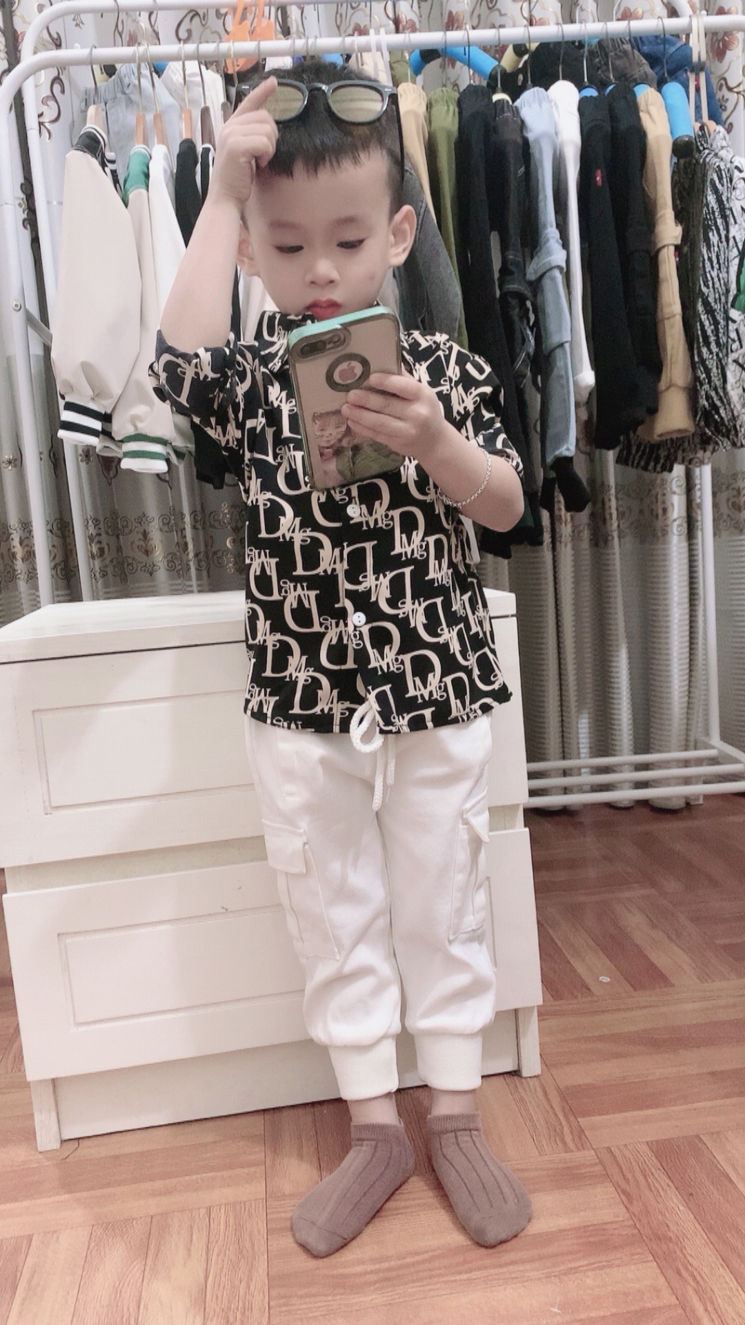 Áo sơ mi lụa mango mềm mịn bé trai 12-36kg