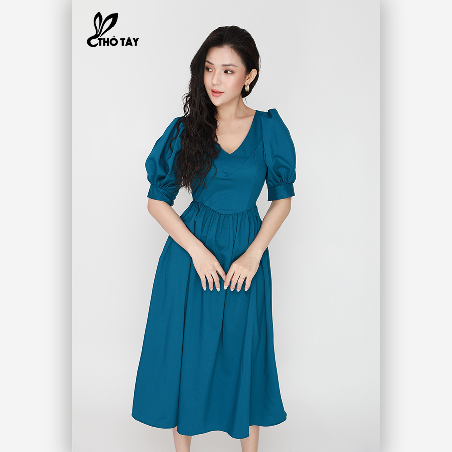 Đầm Xòe Tay Phồng Cổ Tim - THỎ TÂY D295B232