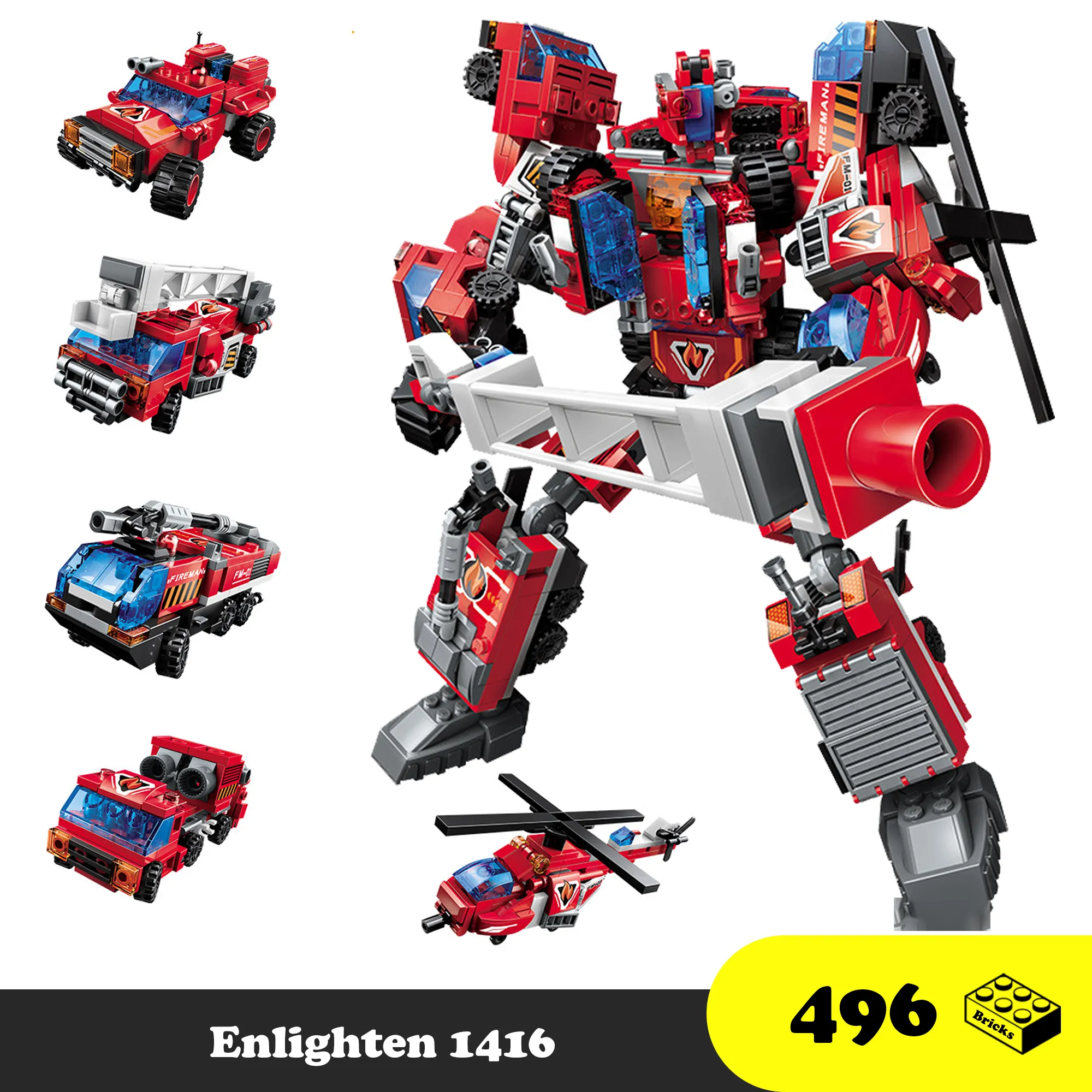 Lego Lắp Ráp Robot biến hình xe cứu hỏa 6 trong 1 - Lego Enlighten 1416 FIERCE ARES