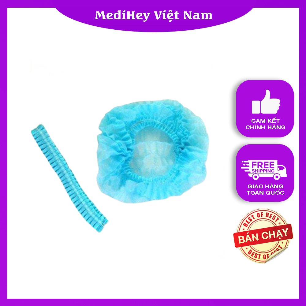 Mũ giấy trùm tóc y tế dùng 1 lần túi 100 chiếc