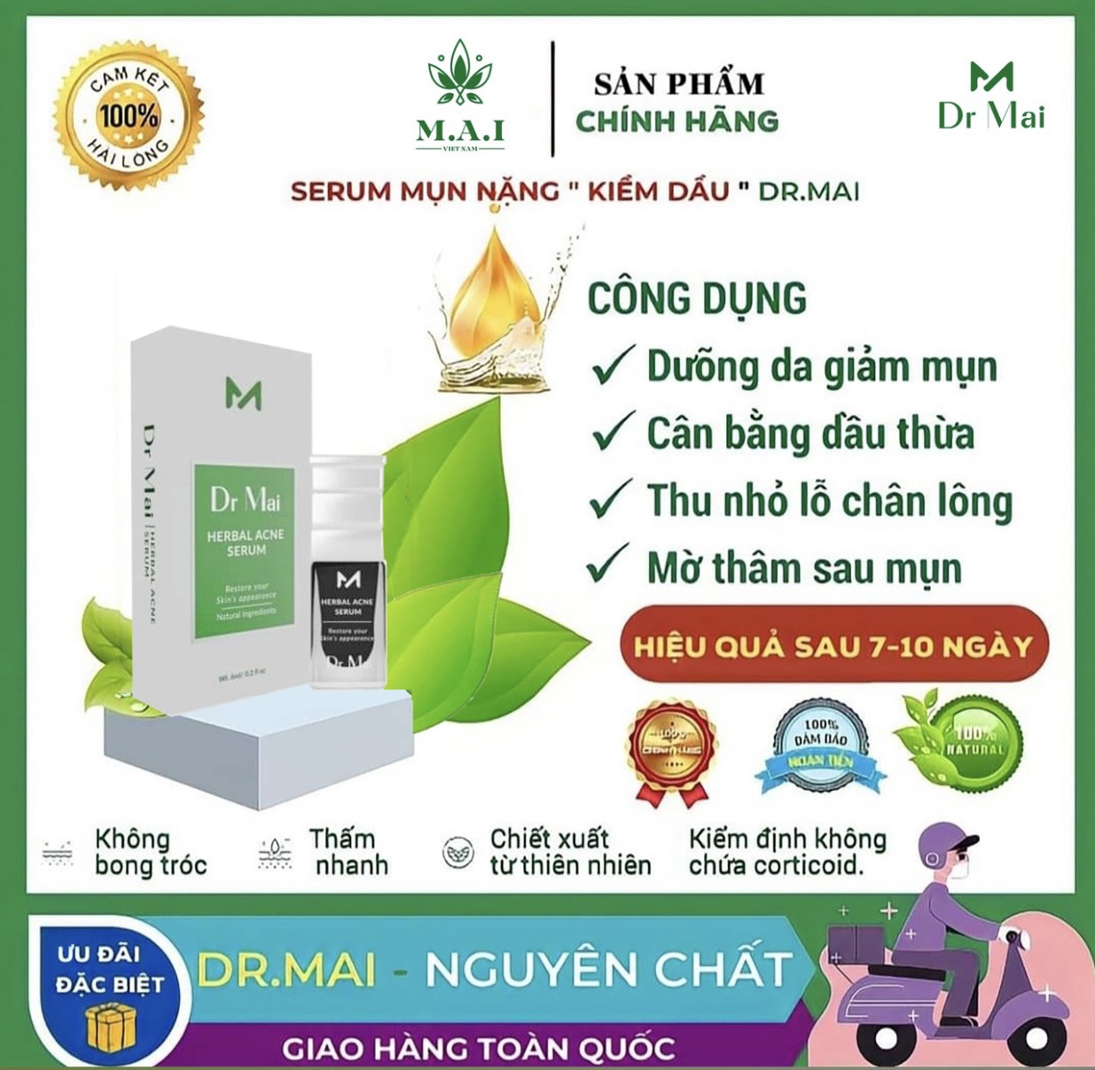Dr Mai, Serum sạch mụn Dr Mai 6ml, lựa chọn hoàn hảo cho làn da mụn