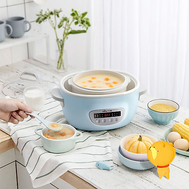 NỒI NẤU CHÁO, NINH, HẦM, HẤP CÁCH THỦY BEAR 2.5L (GỒM 5 NỒI SỨ)