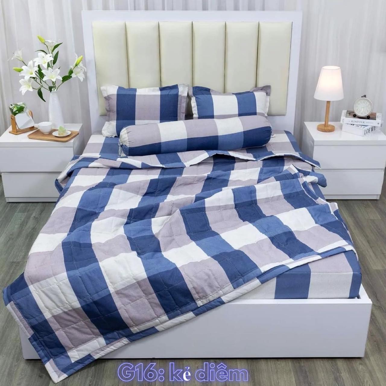 Bộ ga gối cotton poly 1m6 x 2m drap giường poly, ga trải giường kèm 2 vỏ gối nằm và 1 vỏ gối ôm đơn giản - Bộ 4 món chăn ga gối dày dặn cao cấp