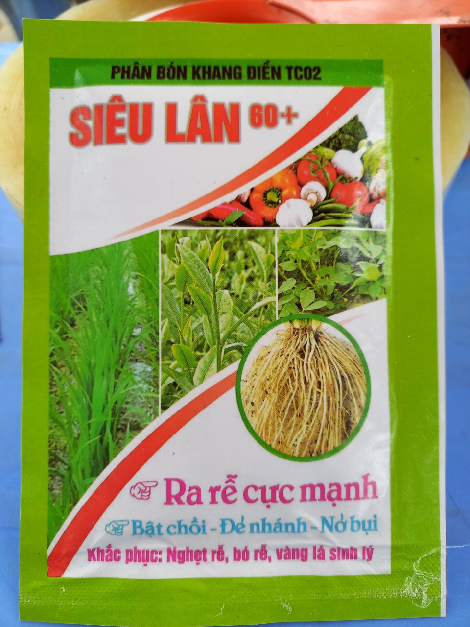 Combo 10 gói Phân bón Siêu lân 60+, Ra rễ cực mạnh, bật chồi, đẻ nhánh, nở bụi, khắc phục vàng lá sinh lý, nghẹt rễ