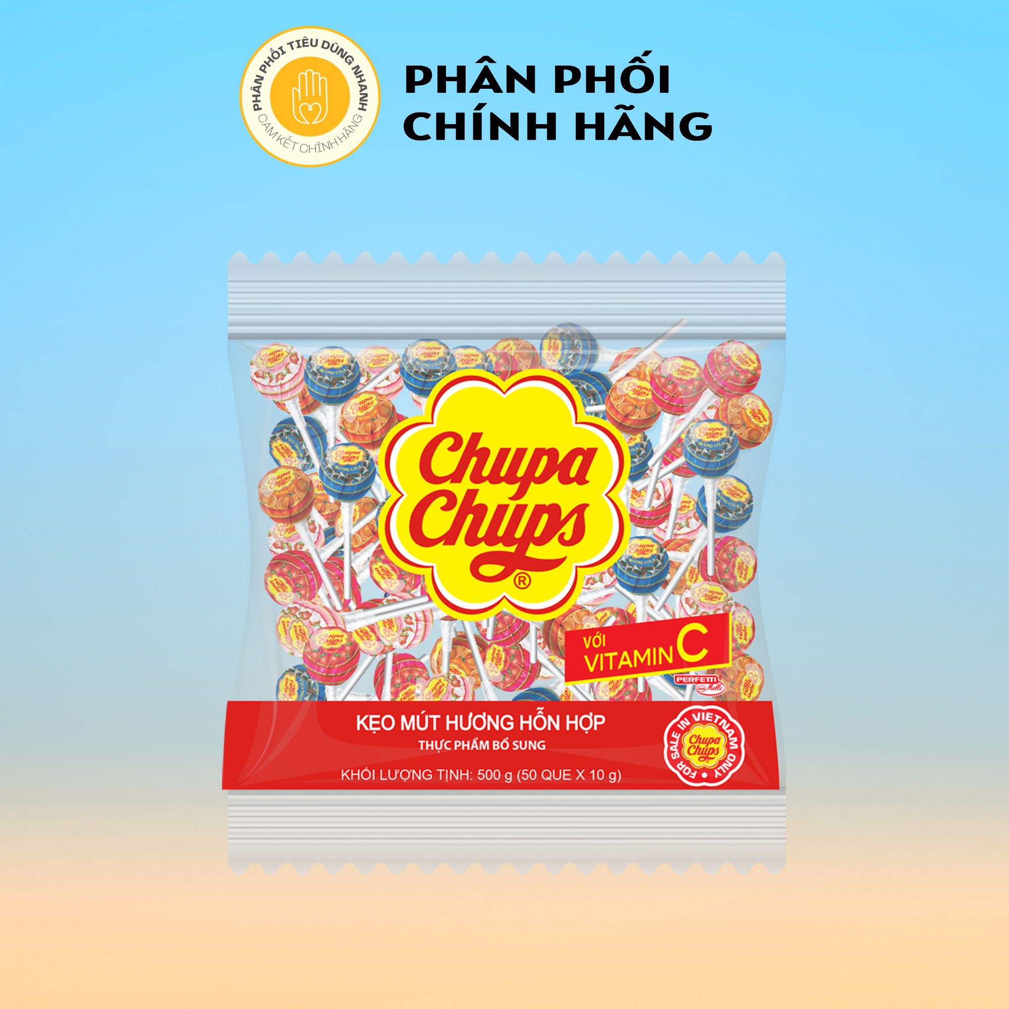 Gói 50 Que Kẹo Mút Chupa Chups Hương Hỗn Hợp 10g/Viên