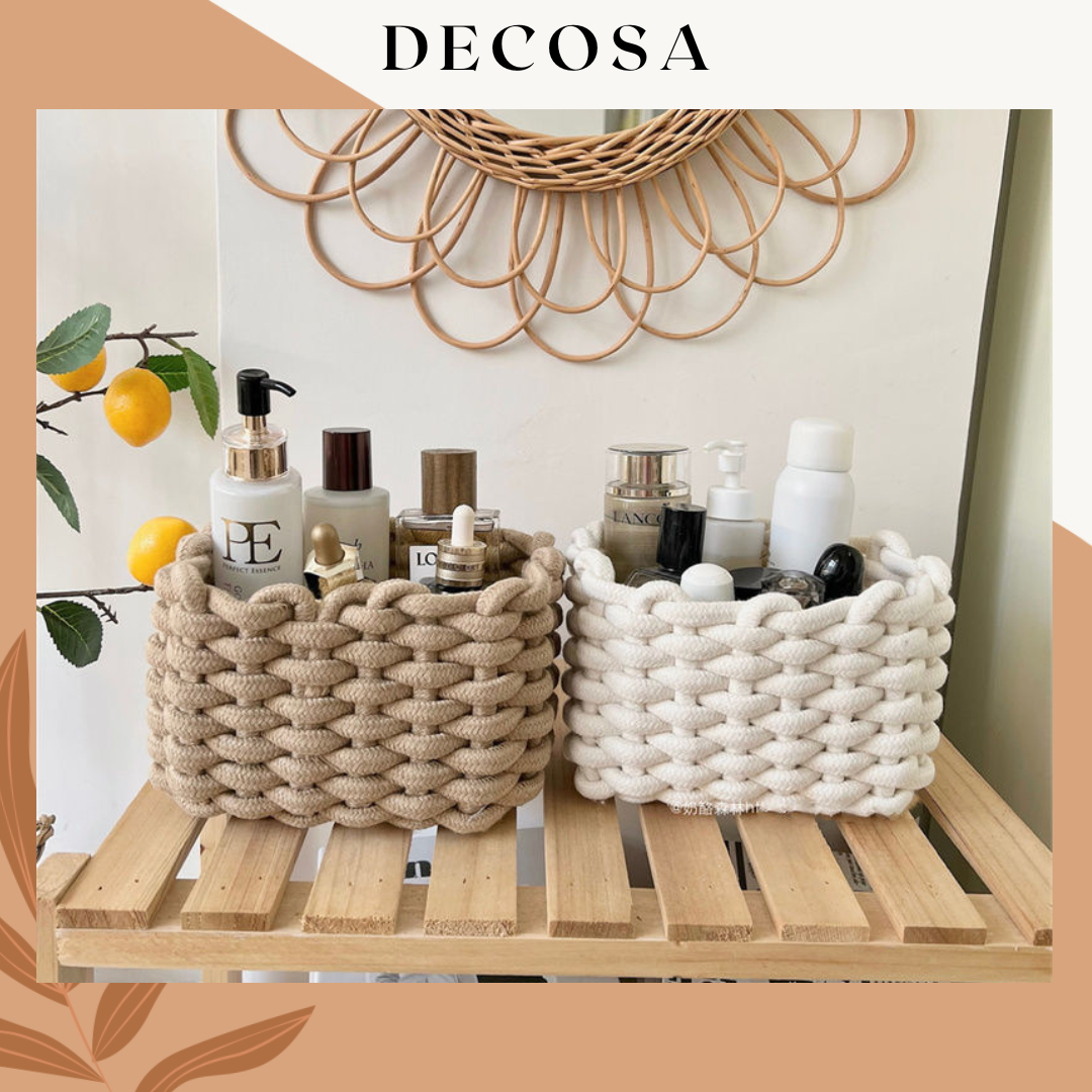 Giỏ đựng đồ đan sợi cotton trang trí nhà cửa