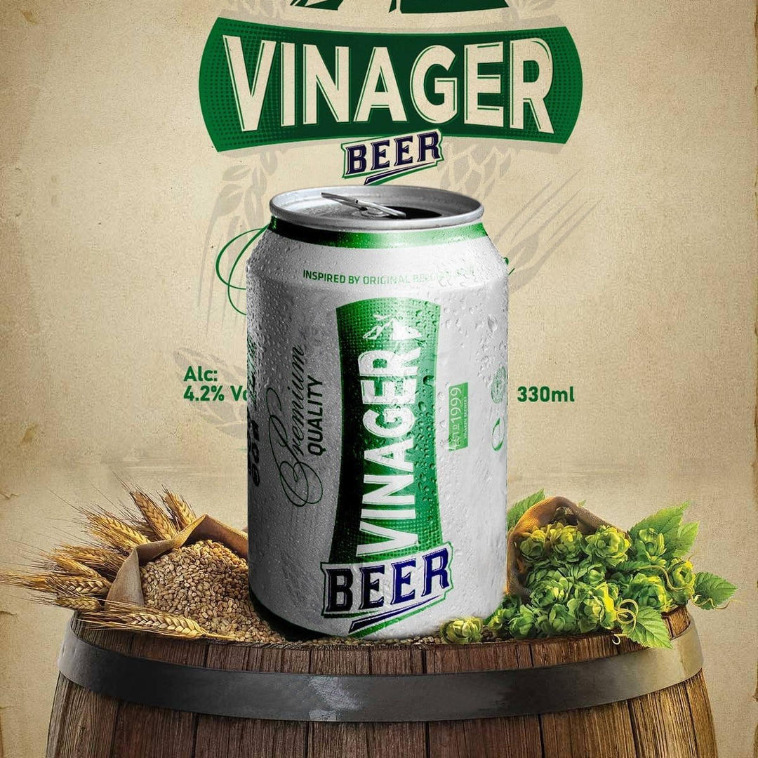 BIA VINAGER XANH .-                THÙNG 24 LON