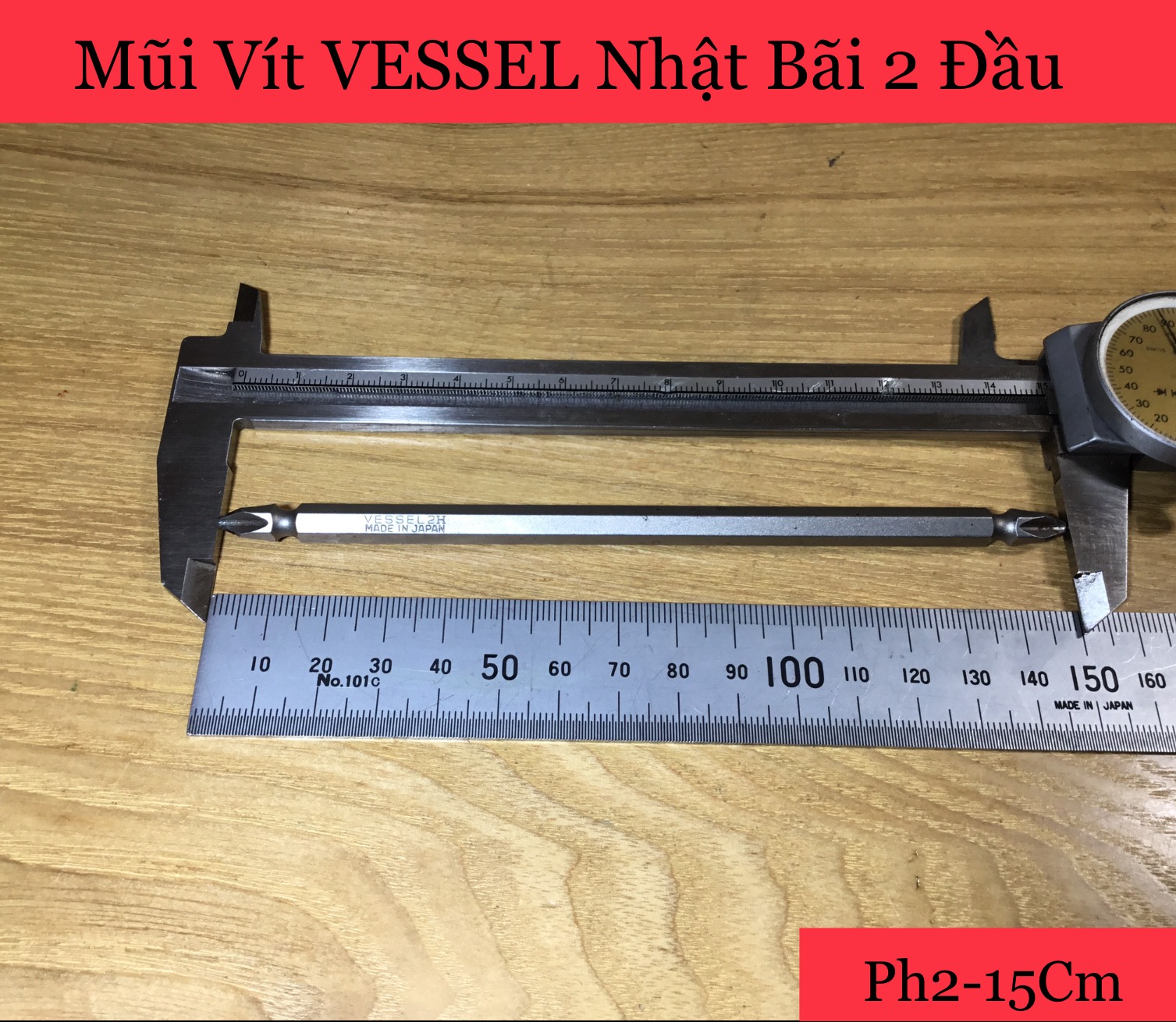 Mũi Vít VESSEL Nhật Bãi 2 Đầu Ph2-150mm