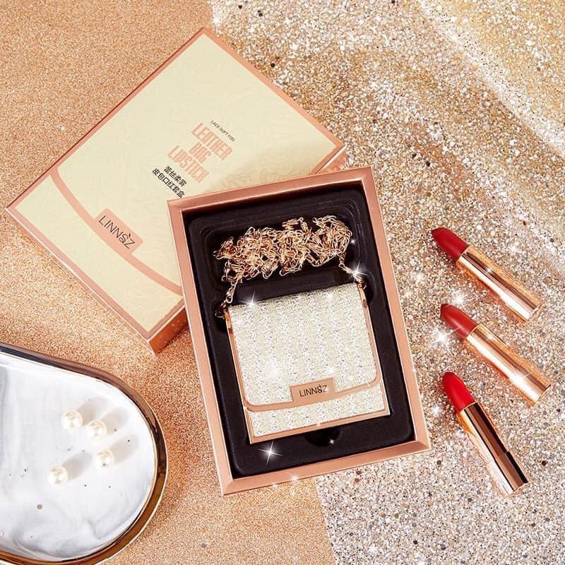 Set 3 Son Thỏi Matte Túi Xách Linnsz Khảm Đá NO.9213