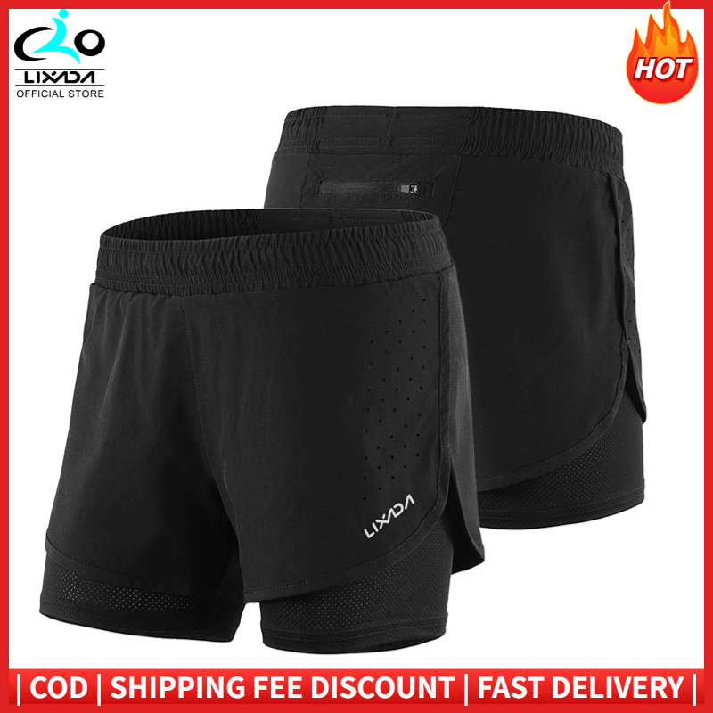 Lixada Women 2-in-1 Running Shorts Quick Drying Breathable Active Training Exercise Jogging Cycling Shorts with Longer Liner