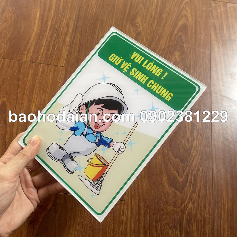 Bảng mica giữ gìn vệ sinh chung mica dán decal