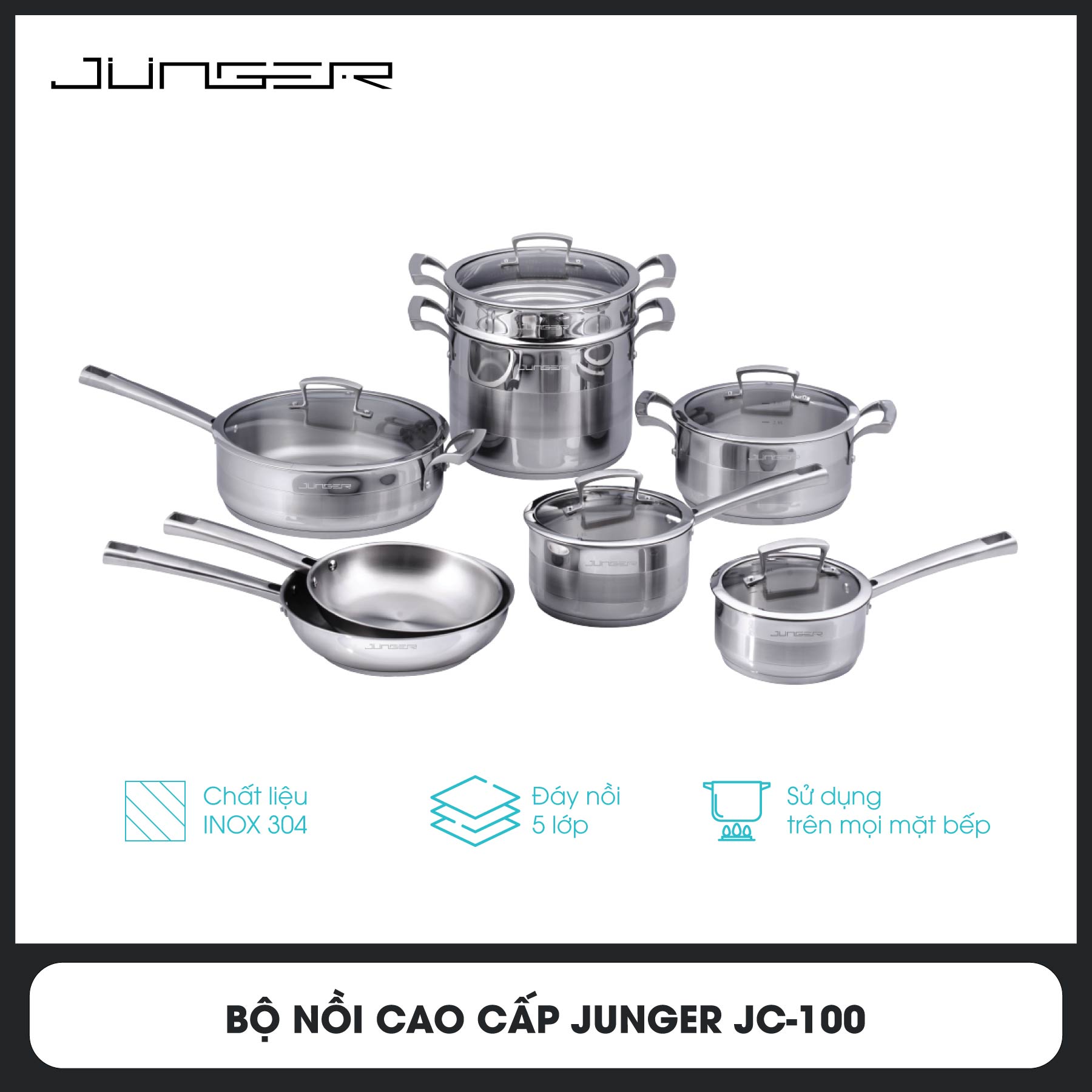 Bộ nồi 13 chi tiết cao cấp Junger JC-100